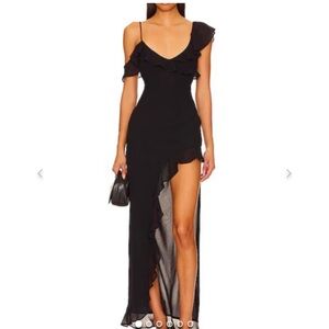 Amanda Uprichard Black Ruffle Gown